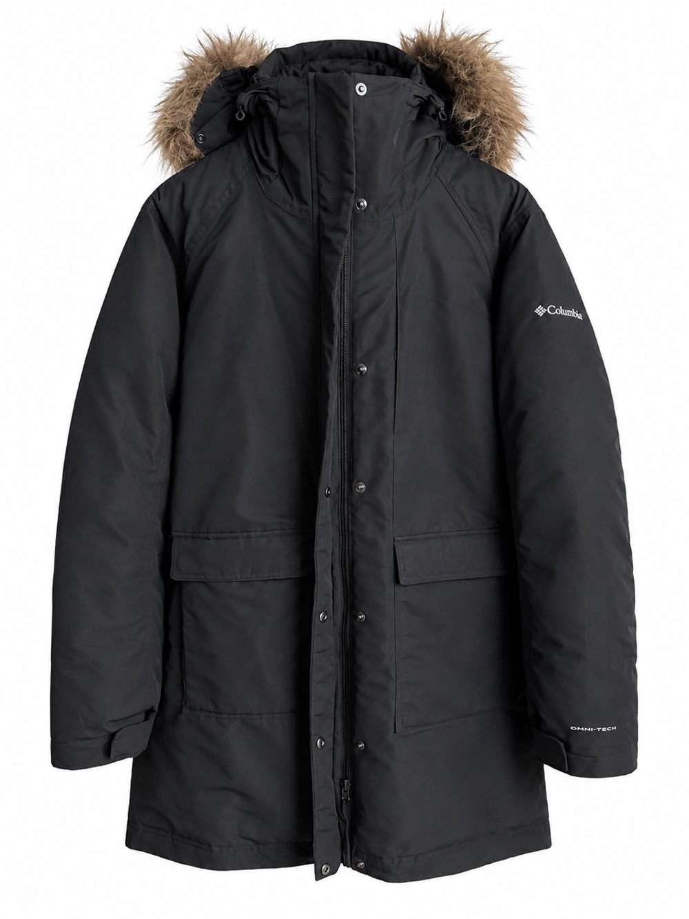 Columbia Omni-Heat Infinity Black Winter Parka Jacket with Faux Fur Hood Size XL